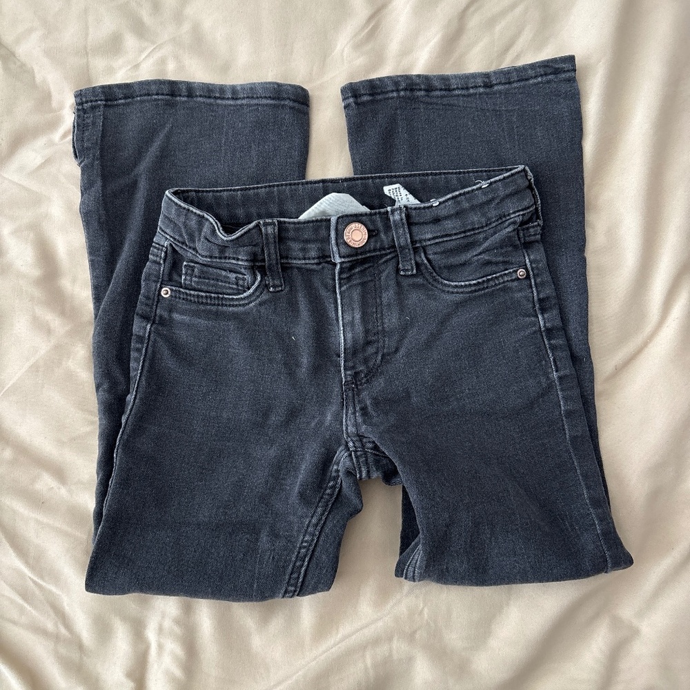 H & M Black Stretch Flare Leg Slit Jeans Size 5T